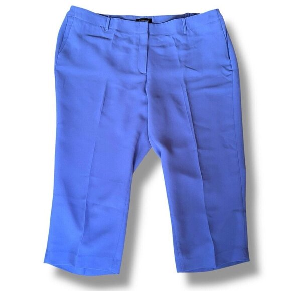 Talbots Womens Dress Pant Plus Sz 22W Blue Cropped Trouser Preppy Coastal Capri - Picture 1 of 7